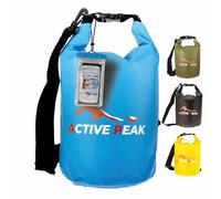 Active Peak® Saco Estanco Impermeable Roll-Top 2L/5L/10L/20L - Ultra-Resistente con Correa, Ideal para Playa, Barco & Paddle + Funda Impermeable para Móvil (Azul, 10 litros)