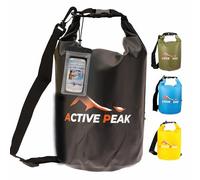 Active Peak® Saco Estanco Impermeable Roll-Top 2L/5L/10L/20L - Ultra-Resistente con Correa, Ideal para Playa, Barco & Paddle + Funda Impermeable para Móvil (Negro, 20 litros)