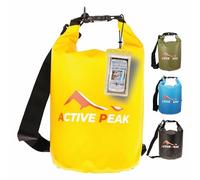 Active Peak® Saco Estanco Impermeable Roll-Top 2L/5L/10L/20L - Ultra-Resistente con Correa, Ideal para Playa, Barco & Paddle + Funda Impermeable para Móvil (Amarillo, 10 litros)
