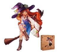 ACTIVE PUZZLES Puzzle de Madera de Bruja, con Piezas de Diferentes Diseños 18 x 30 cm 70 Piezas (Bruja Aurelia)