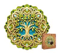 ACTIVE PUZZLES - Puzzle Mandala 25 x 24 cm 100 Piezas | Adultos | Rompecabezas de Madera de Mandalas, Cortado a Láser, Sostenible y Ecológico, Acabado Premium (Energía de la Vida)