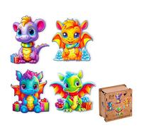 Active Puzzles - Puzzles Niños y Adultos de Madera Rompecabezas de Dragones y Dinosaurios Multicolor, Cortado a Láser, Sostenible y Ecológico, Acabado Premium (Year Dragons)