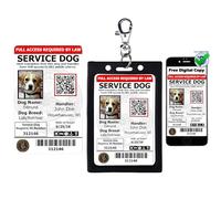 ActiveDogs - Tarjeta de identificación personalizable para perro con foto y soporte de identificación, tarjeta de perro de servicio compatible con ADA y TSA con código QR y portador de clip, registro