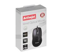 Activejet amy-083 - ratón (ambidextro, Óptico, usb, 1000 dpi, negro)