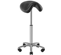 Activeshop Taburete cosmético de trabajo, taburete con ruedas, altura regulable, color negro