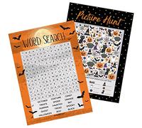 Actividad de fiesta de Halloween - búsqueda de palabras y coincidencia de imágenes (2 paquetes de juegos) - 25 tarjetas de doble cara