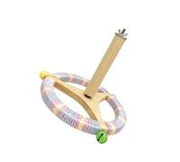 Actividad de pájaros de Madera Perca giratoria Juguete masticable con Campanas para periquitos Loros Cuerda de algodón Segura Rueda de Ejercicio Decoraciones Juguete Giratorio para Loros Interactivo