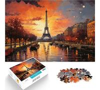 Actividad Familiar París al Atardecer Rompecabezas para Adultos 1000 Piezas 38x52cm Regalos de cumpleaños, Regalos, Arte Mural Apto para Mayores de 14 años.
