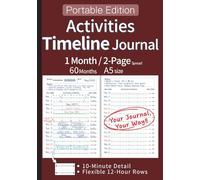 Activities Timeline Journal - Portable Edition - A5 size - English -: 60-Month A5 Portable - 1 Month / 2-Page Spread, Spacious Monthly View, Detailed ... Log. (Brown) (Monthly Spread Journal Series)