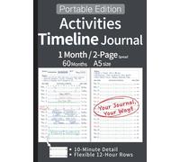 Activities Timeline Journal - Portable Edition - A5 size - English -: 60-Month A5 Portable - 1 Month / 2-Page Spread, Spacious Monthly View, Detailed ... Log. (Grey) (Monthly Spread Journal Series)