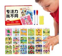 Activity Cards, Educational Sensory Toy Search Find 64 Page Set, Interactive Learning Game with 2 Dry Erase Markers, Fun Brain Development for Preschool Kids Ages 3-8