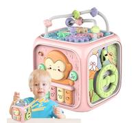 Activity Cube, Multi-Purpose Hexahedral Hand Drum Learning Toy with Music, ABS Material Engaging Activity Center for 18 Months, Ideal for Sensory Development, 13.5x13.5x18cm