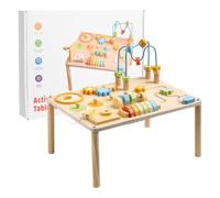 Activity Table, Learning Play Desk, Educational Wooden Toy, Shape Sorter Board, Bead Maze Center, Sturdy Structure, Skill Builder, Interactive Fun, Perfect for Preschool, Daycare, Kids, 39.5x29.5x33cm