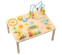 Activity Table, Learning Toy, Educational Game, Shape Sorter Fun, Bead Maze Engagement, Preschool Classroom Daycare Home Use, 39.5x29.5x33cm/15.55x11.61x12.99 Inches Natural Wood Single Piece
