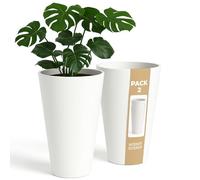 ActivoTex Maceteros Altos Interior. Macetero Grande Interior Maceta Alta Exterior y Terraza. 30 cm (2 uds) Macetero Decorativo de Plastico Jardinera Alta Maceteros Largos y Estrechos