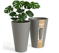 ActivoTex Maceteros Altos Interior. Macetero Grande Interior Maceta Alta Exterior y Terraza. 30 cm (2 uds) Macetero Decorativo de Plastico Jardinera Alta Maceteros Largos y Estrechos (Topo, Pack 2)