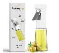 ActivoTex Pulverizador Aceite Spray para Cocina. Dispensador de Aceite en Cristal de 240 ml Aceitera Spray Pulverizador de Niebla Fina, Rociador Difusor Vaporizador Aceite y Vinagre (Blanco, 240 ml)