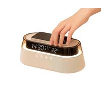 ActivPro Estación inteligente | Estación de carga inalámbrica 6 en 1 | Altavoz Bluetooth | Reloj | Lámpara | Radio | Cargador inalámbrico rápido de 15 W | Cargador de teléfono móvil para teléfonos