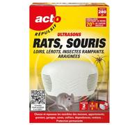 ACTO Repelente Ultrasonido 280m2 Anti Ratas Ratones Roedores Insectos Araña