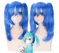 Actores de MekakuCity Enomoto Takane Cosplay pelucas para mujeres peluca de pelo falso azul medio largo con dos coletas para Anime Universal