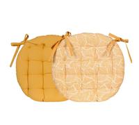 Actout Ciel - Cojín para Silla Redonda, Bicolor D. 40 cm, Amarillo Impreso/Liso
