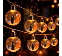 ACTOYS Guirnalda luminosa Halloween 2 m, 10 LED, Calabaza, Fantasma y Bruja | Requiere 3 pilas AA (no incluidas), IP44, decoración Halloween interior y exterior, fiestas, puertas, ventanas y jardín