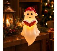 ACTOYS Lámpara Fantasma LED, Luz Nocturna de Fantasma 3D con Libro Adorable | Figura de Resina con Luz Cálida, Decoración Halloween para Dormitorio, Estantería y Mesita de Noche, Regalo para Lectores