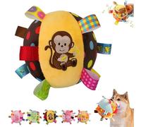 ActSo Colorful Squeaky Hanging Dog Training Toy,6-Inch Puppy Play Gym with Built-in Bell, Soft Stuffed Cotton Ball Bungee Chew Toys for Small Medium Dogs Interactive Training (C)