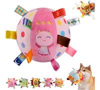 ActSo Colorful Squeaky Hanging Dog Training Toy,6-Inch Puppy Play Gym with Built-in Bell, Soft Stuffed Cotton Ball Bungee Chew Toys for Small Medium Dogs Interactive Training (D)
