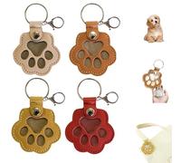ActSo Dog Hair Collector Keychain Charm Memorial Storage Box,4pcs Cute Leather Paw Keychain Pet Hair Keepsake Keyring,Cat Fur Memory Charm,Cat Hair Keychain for Bag Paw Charm Key Holder-B