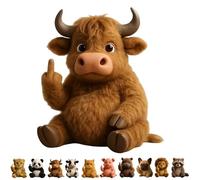 ActSo Middle Finger Plush Animal Toy,Attitude Animal, Highland Cow,Funny Soft Animals,Stress Relief Decor Gift,Unique Gifts for Home Office Decor-G