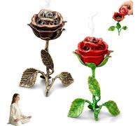 ActSo Quemador de Incienso de Rosa Vintage, incensario Vintage Rose,Quemador de Incienso perfumado con Aroma a Rosa, Soporte de Incienso Decorativo, incensario romántico Retro,Yoga y Espiritual B)