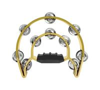 Actuación de Banda Pandereta Infantil para Adultos Doble Tambourine para Entrenamiento Rítmico Ktv Boda Media Jingles(Gold)