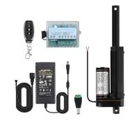 Actuador Lineal, Control remoto + Actuador lineal 12V + Adaptación de potencia Engranaje metal eléctrico DC Abridor ventana accionamiento 50 mm-250 mm Carrera(500N 20mm s,250mm Stroke Length)