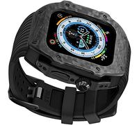 Actualice la caja de fibra de carbono con correa de reloj de silicona, para Ultra 49 mm de modificación de modificación Case de protección, para iWatch 8 7 6 5 4 SE 45 mm 44 mm Fluorine Rubber Band