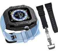 Actualice la caja de fibra de carbono con correa de reloj de silicona, para Ultra 49 mm de modificación de modificación Case de protección, para iWatch 8 7 6 5 4 SE 45 mm 44 mm Fluorine Rubber Band