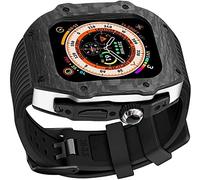 Actualice la caja de fibra de carbono con correa para el reloj de silicona, para la caja protectora del kit de modificación Ultra 49 mm, para iWatch 8 7 6 5 4 SE 45 mm de 44 mm de goma de fluorine (D,