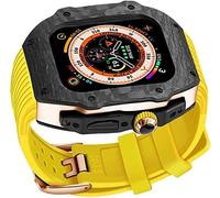 Actualice la caja de fibra de carbono con correa para el reloj de silicona, para la caja protectora del kit de modificación Ultra 49 mm, para iWatch 8 7 6 5 4 SE 45 mm de 44 mm de goma de fluorine (D,