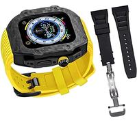 Actualice la caja de fibra de carbono con correa para el reloj de silicona, para la caja protectora del kit de modificación Ultra 49 mm, para iWatch 8 7 6 5 4 SE 45 mm de 44 mm de goma de fluorine (D,