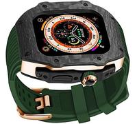 Actualice la caja de fibra de carbono con correa para el reloj de silicona, para la caja protectora del kit de modificación Ultra 49 mm, para iWatch 8 7 6 5 4 SE 45 mm de 44 mm de goma de fluorine (D,