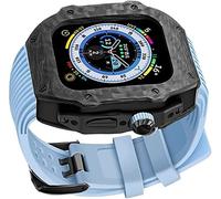Actualice la caja de fibra de carbono con correa para el reloj de silicona, para la caja protectora del kit de modificación Ultra 49 mm, para iWatch 8 7 6 5 4 SE 45 mm de 44 mm de goma de fluorine (D,
