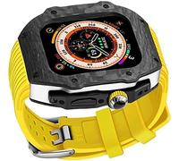 Actualice la caja de fibra de carbono con correa para el reloj de silicona, para la caja protectora del kit de modificación Ultra 49 mm, para iWatch 8 7 6 5 4 SE 45 mm de 44 mm de goma de fluorine (D,