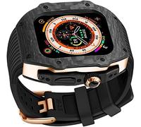 Actualice la caja de fibra de carbono con correa para el reloj de silicona, para la caja protectora del kit de modificación Ultra 49 mm, para iWatch 8 7 6 5 4 SE 45 mm de 44 mm de goma de fluorine (D,