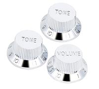 Actualice su Guitarra con Perillas Plateadas de 3 Piezas, Botones de Tono de Volumen de Superficie Lisa para Bajos de Guitarras Eléctricas, Fácil Instalación y Reemplazo, Mejore