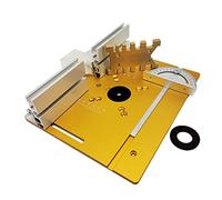 Actualización de la placa de inserción de la mesa del enrutador de aluminio con calibre de inglete y calibre de espiga y cerca for bancos de trabajo recortadora de enrutador de madera(4P- Gold)