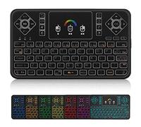 [Actualizado] 2.4GHz Mini Teclado retroiluminado inalámbrico retroiluminado y ratón con Panel táctil Q9 de Dupad Story, USB Recargable para Google Android TV Box, HTPC, IPTV, PC, Raspberry pi
