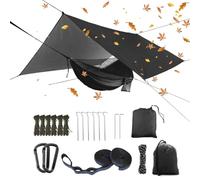 (Actualizado a la mosca de lluvia de gran tamaño) Hamaca de camping, hamaca doble, mosquitera, red de insectos, lluvia, senderismo, patio