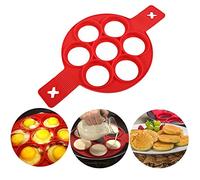 Actualizar Pancake Molds Ring Molde de huevo frito Reutilizable Silicone Non Stick Pancake Maker Anillo de huevo Hacer un pastel rápidamente para que usted ahorre un tiempo valioso (Red 7 agujeros)