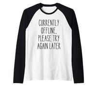 Actualmente Fuera de línea Recarga Social Divertida Cita introvertida Nerd Camiseta Manga Raglan