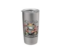 Actualmente pensando demasiado en la salud mental de Frog Coffee Vaso térmico de acero inoxidable de doble pared